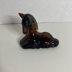 Amber Avon horse cologne bottle